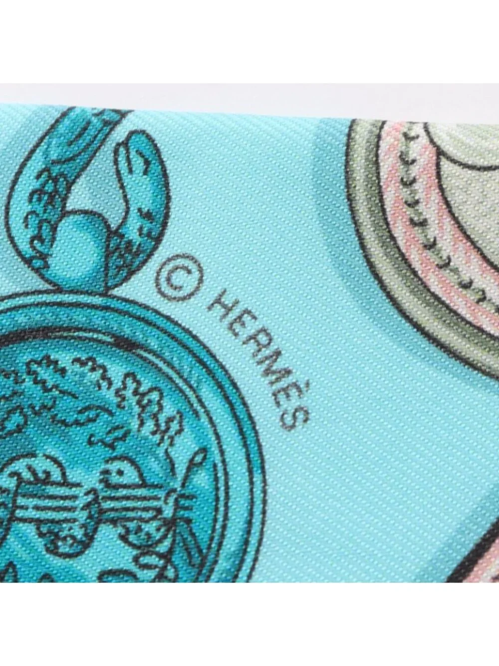 Hermes Scarf Twilly Epaulettes Ribbon Blue Silk